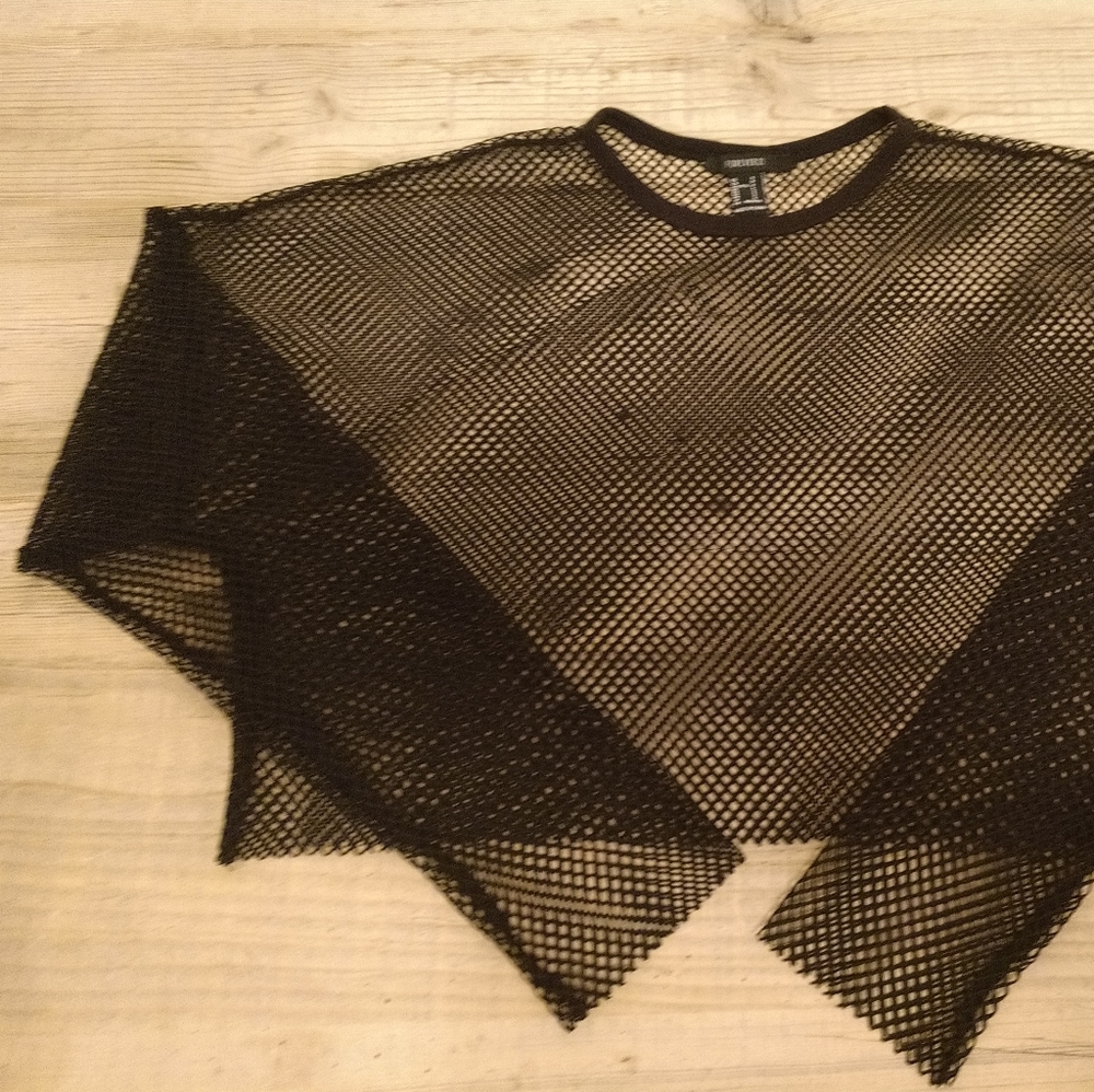 Forever 21 long sleeve mesh crop top